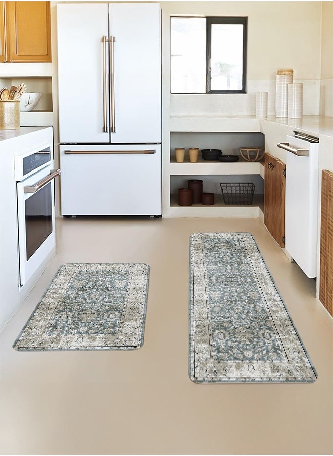 Generic 2 PCS Kitchen Floor Mats Rugs Set, Cushion Floor Carpet, Waterproof, Oil Resistant and Anti-Fatigue PU Standing Mat for Kitchen, Floor, Office, Sink, Laundry 45*75CM+45*120CM  - Image 3