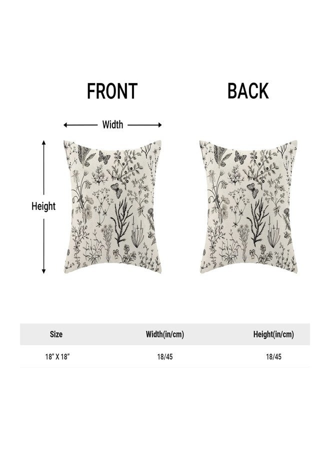 AEIOAE Spring Pillow Covers 18x18 Inch Set of 2,Black Gray Wild Flower Plant Throw Pillows Case,Seasonal Floral Outdoor Decorative Square Linen Farmhouse Decor Cushion Covers for Home Sofa Bed Couch - Image 4