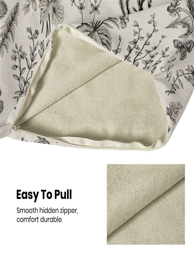 AEIOAE Spring Pillow Covers 18x18 Inch Set of 2,Black Gray Wild Flower Plant Throw Pillows Case,Seasonal Floral Outdoor Decorative Square Linen Farmhouse Decor Cushion Covers for Home Sofa Bed Couch - Image 5
