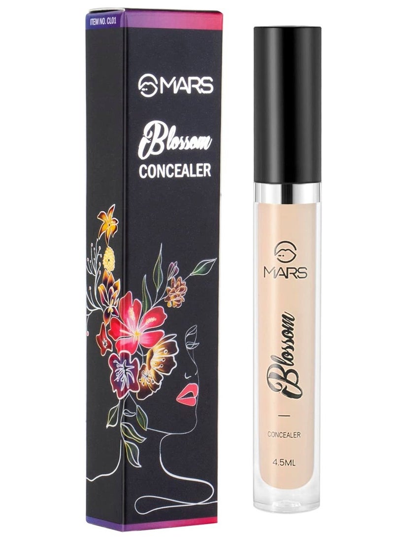 مارس خافي عيوب سائل MARS Blossom خفيف الوزن مع تغطية كاملة، خافي عيوب قابل للمزج بدرجة عالية لمكياج الوجه، تركيبة مقاومة للتجاعيد، 4.5 مل برونزي تان - Image 2