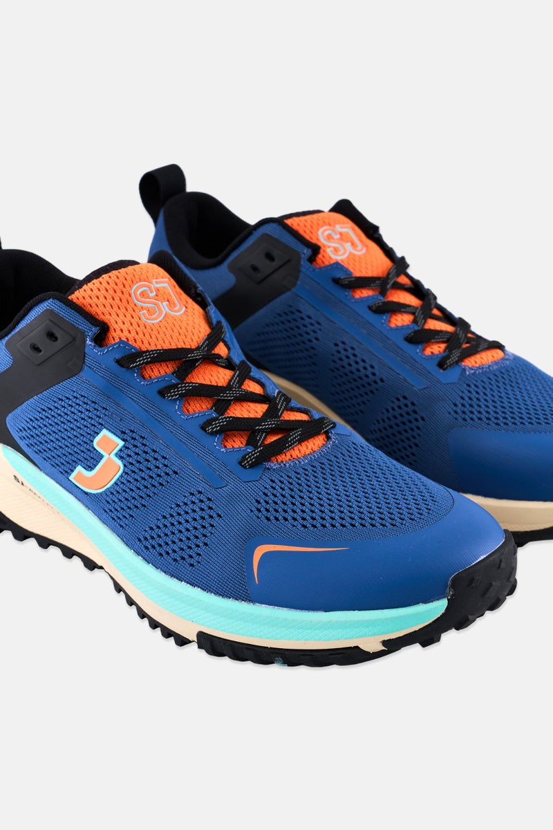 SJ Men Textile Upper Lace Up Running Shoes, Blue - Image 3