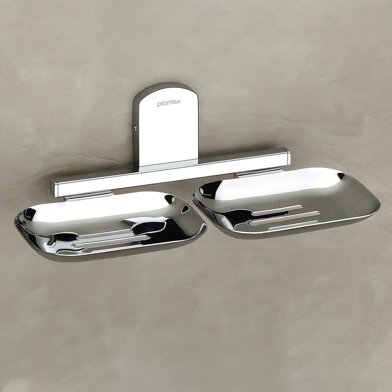 plantex Plantex Parv 304 Grade Stainless Steel Towel Rack for Bathroom/Double Soap Holder/Napkin Ring/Bathroom Accessories - Chrome  - Image 2