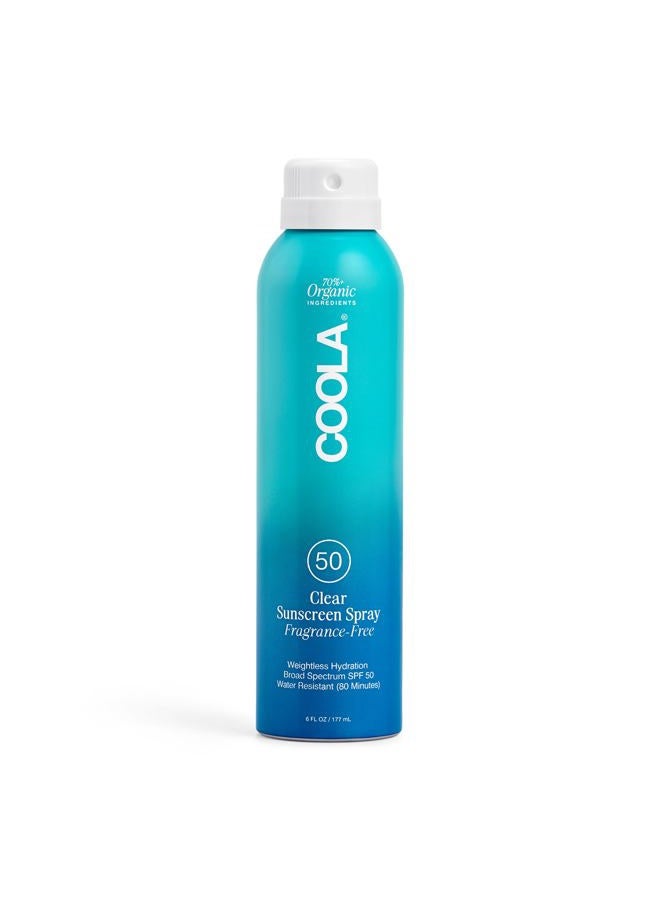 COOLA Organic Sunscreen SPF 50 Sunblock Spray, Dermatologist Tested Skin Care for Daily Protection, Vegan and Gluten Free, Fragrance Free, 6 Fl Oz - Image 1