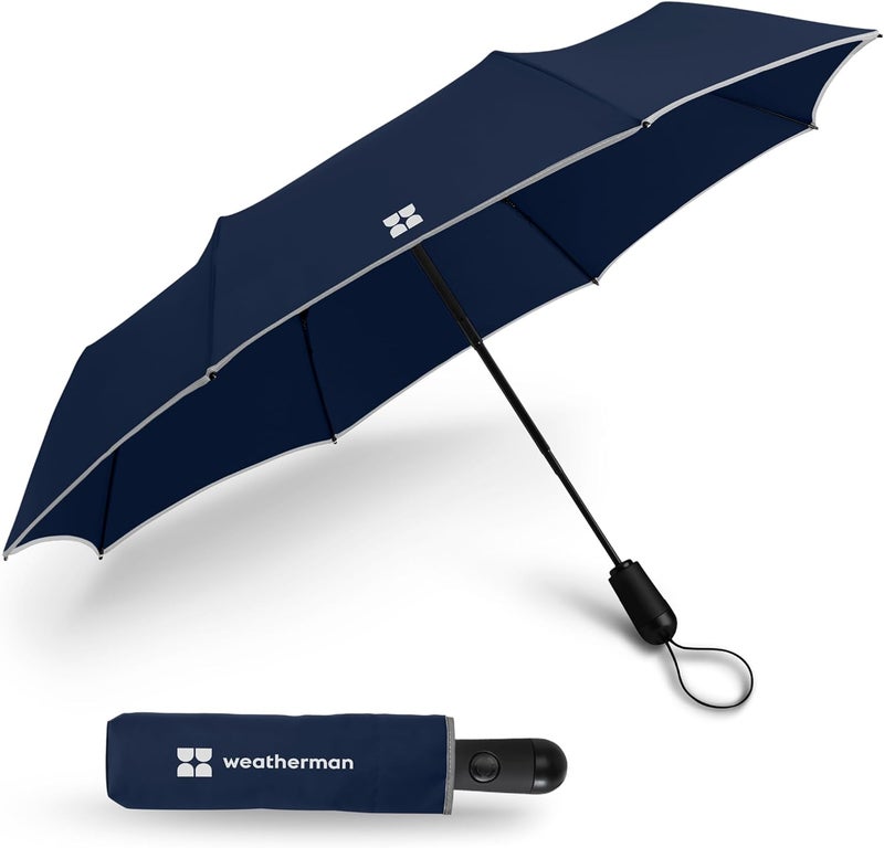 Weatherman Umbrella - Premium Small Compact Mini Umbrellas for Traveling - Windproof Umbrellaas Resists Up to 45 MPH Winds - Traveling Umbrellasa for Rain, Wind, Purse, Pocket, Backpack, Car - Portable Travel Umbrellas Easy Auto Open Close w/ Strong Fiberglass Frame - Image 1