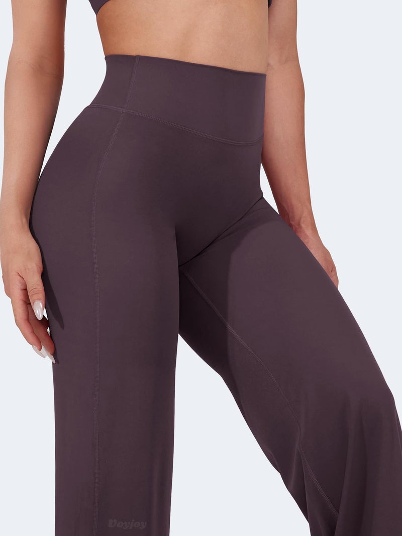 VOYJOY Straight Leggings Bottoms Wide Leg Pants for Women 29"/ 31.5"/33"/35" High Waist Stretch Casual Sweatpants - Image 2