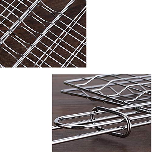 AMULAKH Portable Fish Grill Basket BBQ Grilling Basket for Outdoor Rustproof 304 Stainless Steel Grill Accessories Heavy Duty Shrimp Grill Baskets BBQ Tool for Steak Potatoes Chops Kabob - Image 4