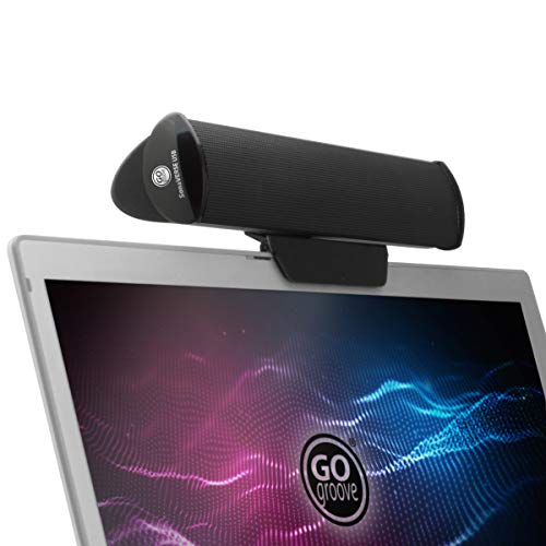 GOgroove SonaVERSE سماعات USB للكمبيوتر المحمول - شريط صوتي صغير يعمل بالطاقة عبر USB مع تصميم سماعة خارجية محمولة مع مشبك (أسود) - Image 1
