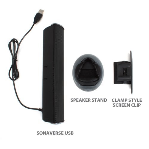 GOgroove SonaVERSE سماعات USB للكمبيوتر المحمول - شريط صوتي صغير يعمل بالطاقة عبر USB مع تصميم سماعة خارجية محمولة مع مشبك (أسود) - Image 2