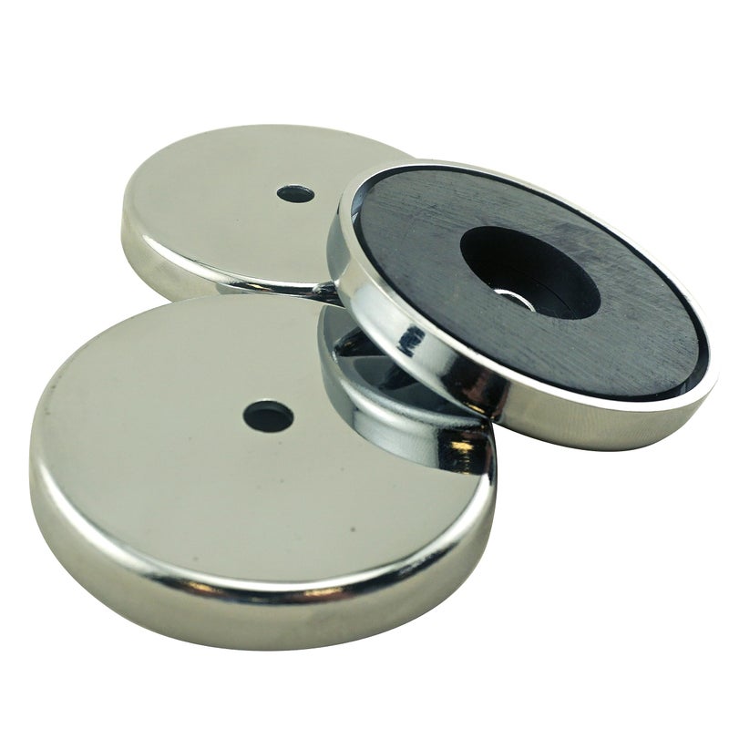 Master Magnetics عبوة مغناطيسية دائرية من ماستر ماغنيتيكس - مغناطيسات قوية ثقيلة - سحب 65 رطل لكل واحدة - للاستخدام الداخلي والخارجي - مطلية بالنيكل - قطر 2.618 بوصة - ثقب 0.275 بوصة - سمك 0.375 بوصة - عبوة 3 قطع - Image 1
