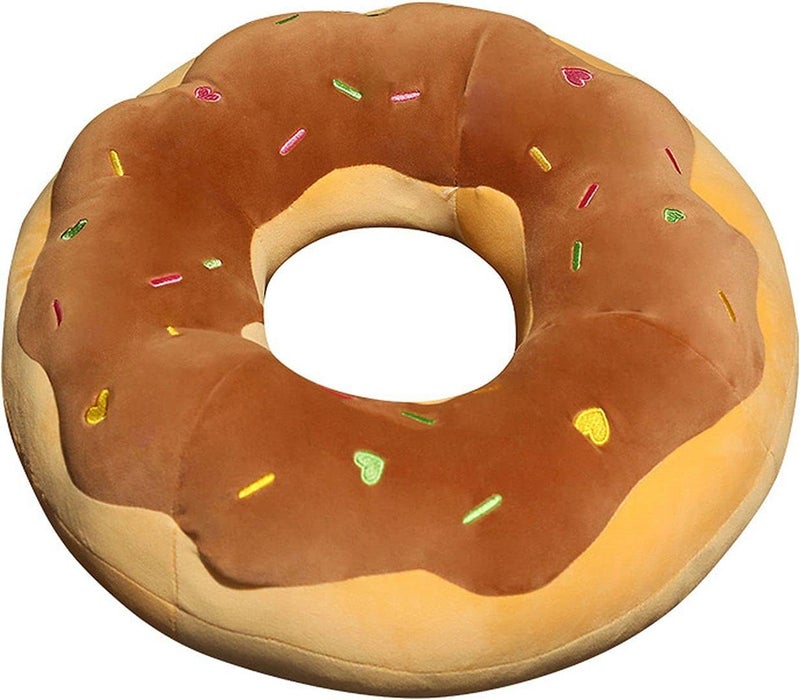 Maomoto Round Donut Pillow 16 Soft Decorative Chocolate Doughnut Shaped Seat Pad Cushion Funny 3D Donut Throw Pillow for Couch Floor Chair Sofa Office