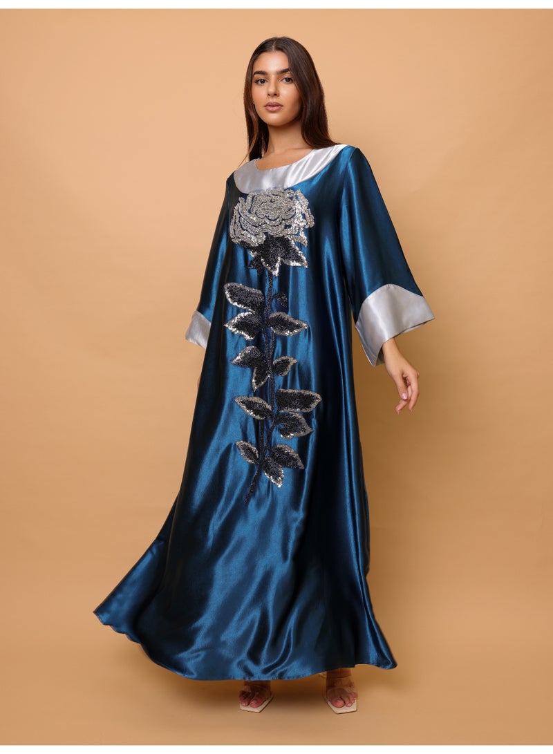 اكسا أكمام عصرية أنيقة من القماش اللامع بتصميم زهور كبيرة - Image 5