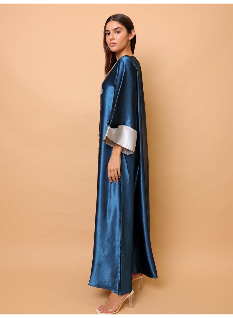 اكسا أكمام عصرية أنيقة من القماش اللامع بتصميم زهور كبيرة - Image 3