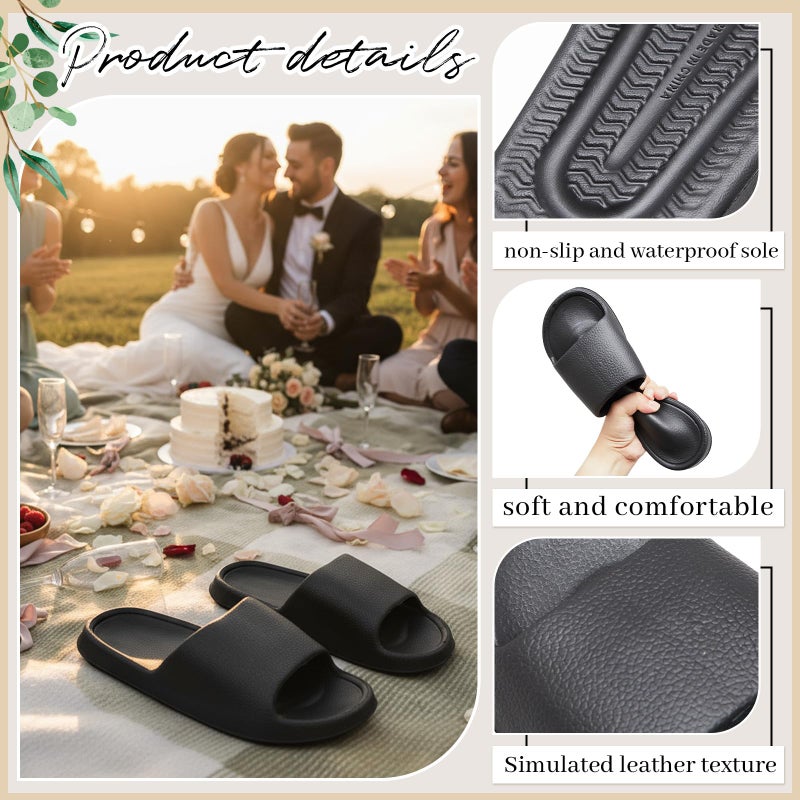 Chicingyou 48 Pairs Slide Sandals Bulk Wedding Flip Flops 4 Sizes Slippers with Sign Cards for Reception Guests Men Women House Shoes Washable(6-10,Black) - Image 5