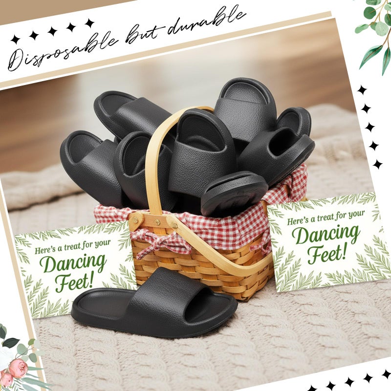 Chicingyou 48 Pairs Slide Sandals Bulk Wedding Flip Flops 4 Sizes Slippers with Sign Cards for Reception Guests Men Women House Shoes Washable(6-10,Black) - Image 3
