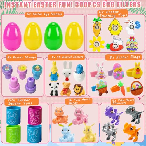 SQZUWIT 300 Pcs Easter Egg Fillers Basket Stuffers Essentials Small Miny Toys Bulk Assortment Gift for Kids Girls Boys Party Favors Classroom Prize Supplies - Image 5