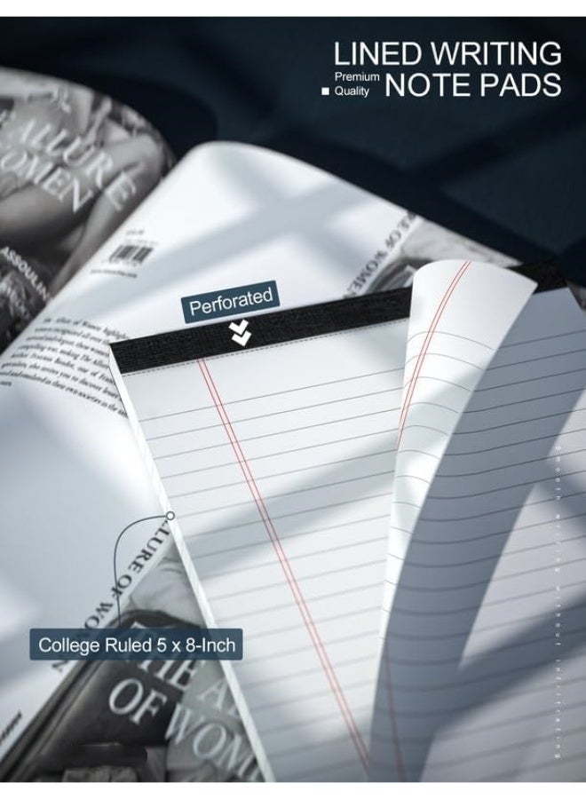 8 حزم دفاتر مكتبية قانونية 5x8 بوصة，دفاتر كتابة مسطرة 5x8 لتوريدات المكتب المنزلي，دفاتر ملاحظات صغيرة لقوائم المهام，دفاتر قانونية，دفاتر مسطرة ضيقة، ورق 80GSM للمدرسة، أبيض，30 ورقة لكل دفتر للعمل - Image 3