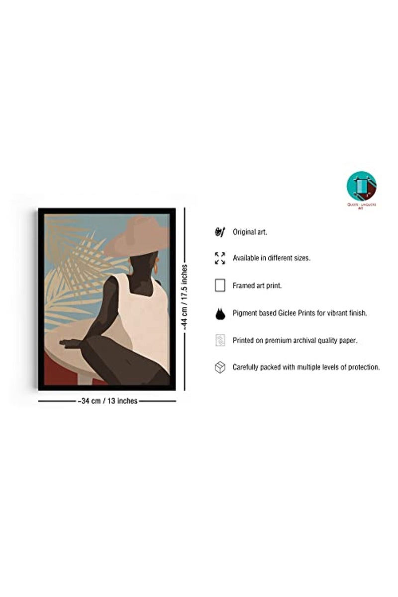 QUOTE - UNQUOTE ART Boho Paintings - Boho Wall Frames - Minimal Posters - Women Paintings - 13x17 inches - Black Frame - Image 2