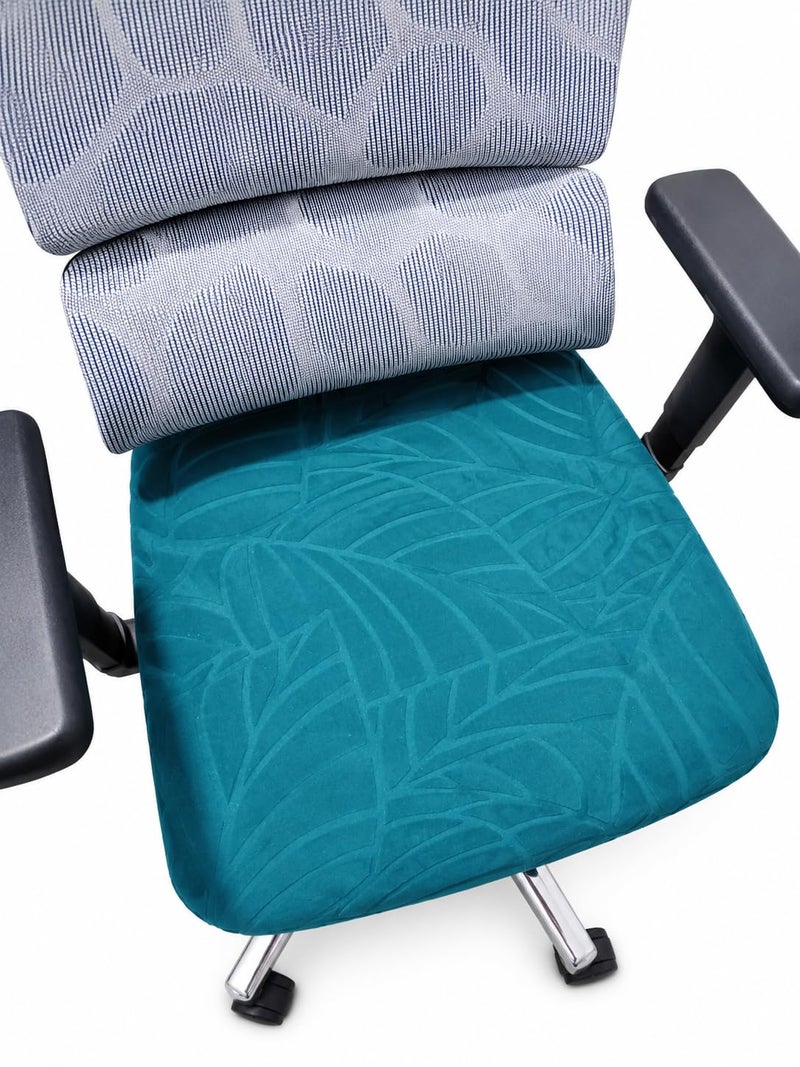 Office Chair Cover - Jacquard Lycra Washable Easy Installation - Fits Most Chairs (Petroleum) - Image 1