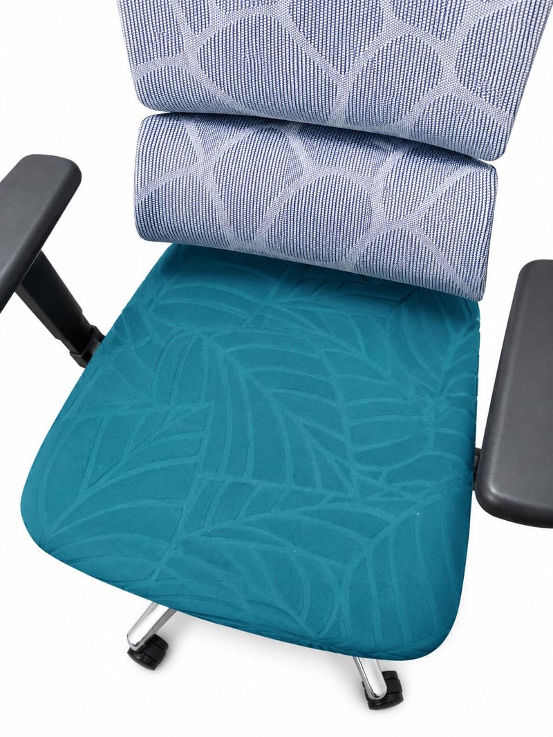 Office Chair Cover - Jacquard Lycra Washable Easy Installation - Fits Most Chairs (Petroleum) - Image 3