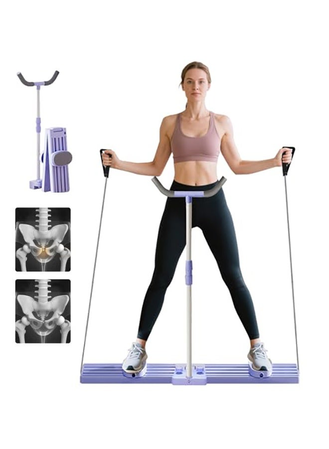 WALALLA All-in-One Home Ski Trainer - 3-Function Leg & Hip Exercise Machine with Adjustable Armrests, Pelvic Floor & Leg Shaping Equipment with Secure Foot Plates Purple - Image 1