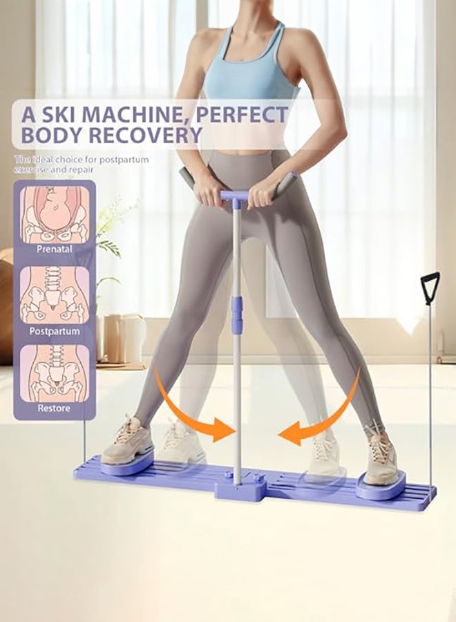 WALALLA All-in-One Home Ski Trainer - 3-Function Leg & Hip Exercise Machine with Adjustable Armrests, Pelvic Floor & Leg Shaping Equipment with Secure Foot Plates Purple - Image 3