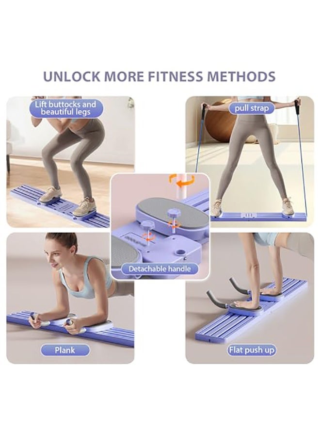 WALALLA All-in-One Home Ski Trainer - 3-Function Leg & Hip Exercise Machine with Adjustable Armrests, Pelvic Floor & Leg Shaping Equipment with Secure Foot Plates Purple - Image 4