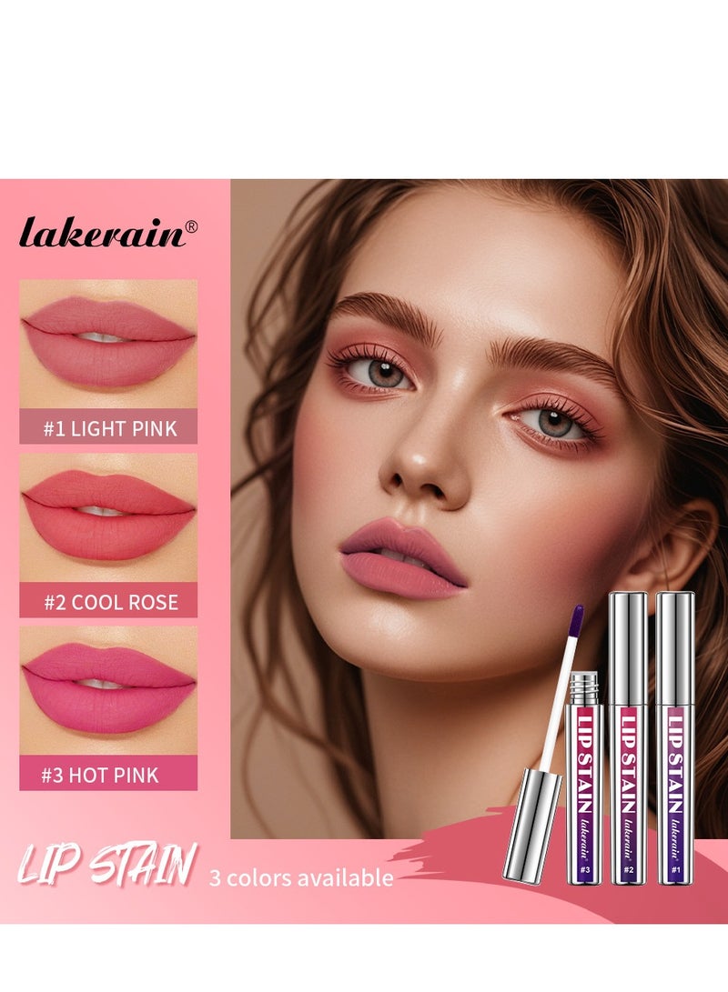 ليكرين 3 قطع من محدد الشفاه Tint Peel Off مقاوم للماء ، Lip Stain Peel Off Set مقاوم للعرق ، يأتي مع ملاقط ، وشم شفاه كامل غير لامع طويل الأمد للنساء ، عالي الصبغة ، مقاوم للتلطخ - Image 2