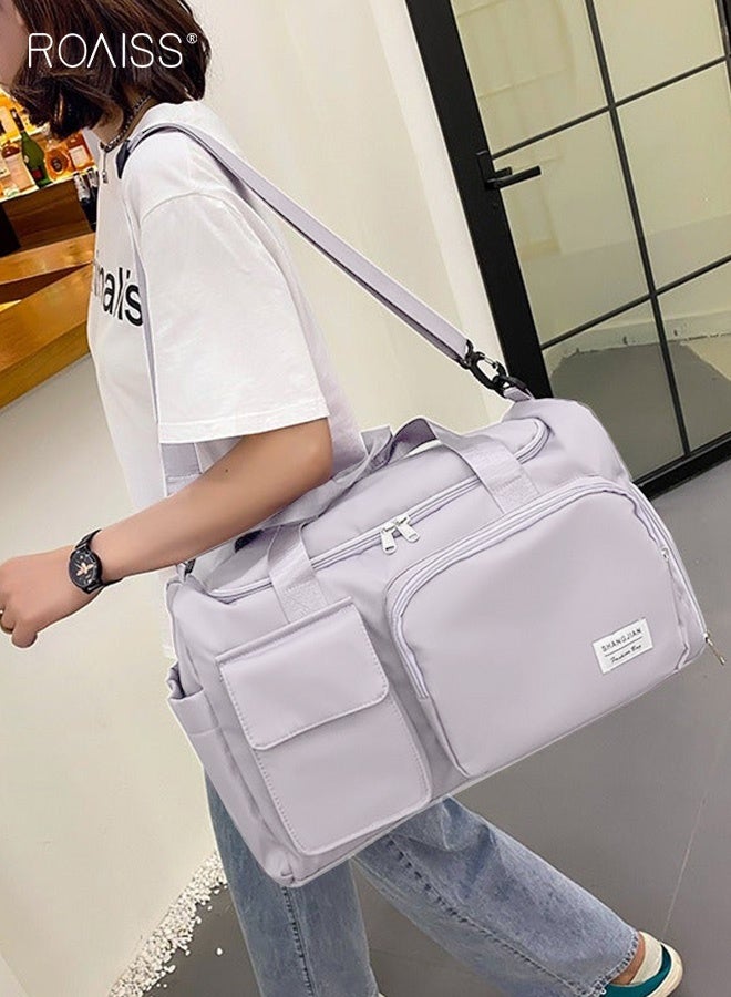 roaiss Duffle Bag for Women Sports with Wet Pocket Shoe Compartment Yoga Bag Thicken Sports Tote Gym Bag with Adjustable Strap Purple for Short Business Trips and Travel Dry and Wet Separation Multi-purpose Multi-pockets - Image 2