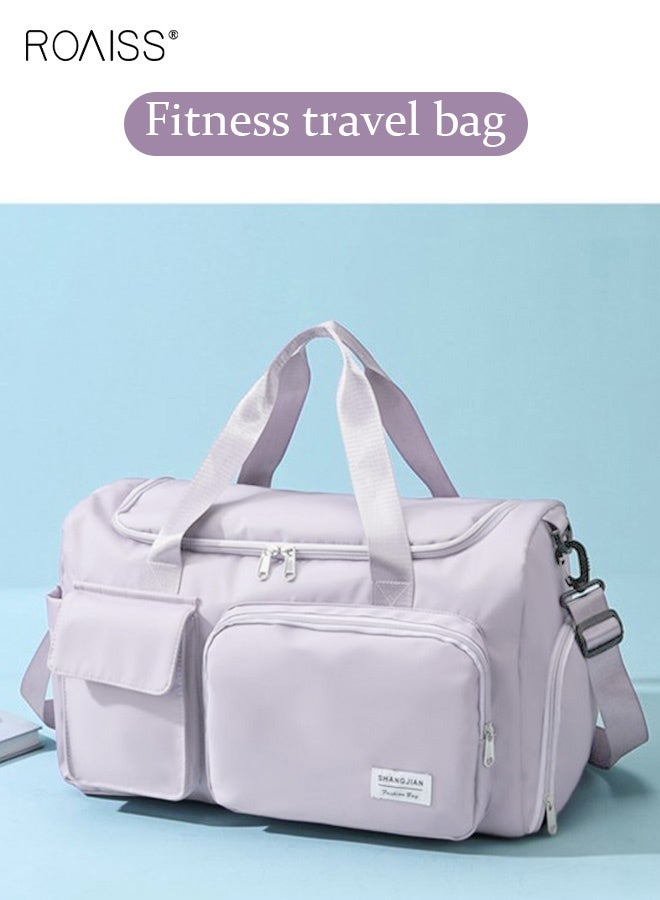 roaiss Duffle Bag for Women Sports with Wet Pocket Shoe Compartment Yoga Bag Thicken Sports Tote Gym Bag with Adjustable Strap Purple for Short Business Trips and Travel Dry and Wet Separation Multi-purpose Multi-pockets - Image 4
