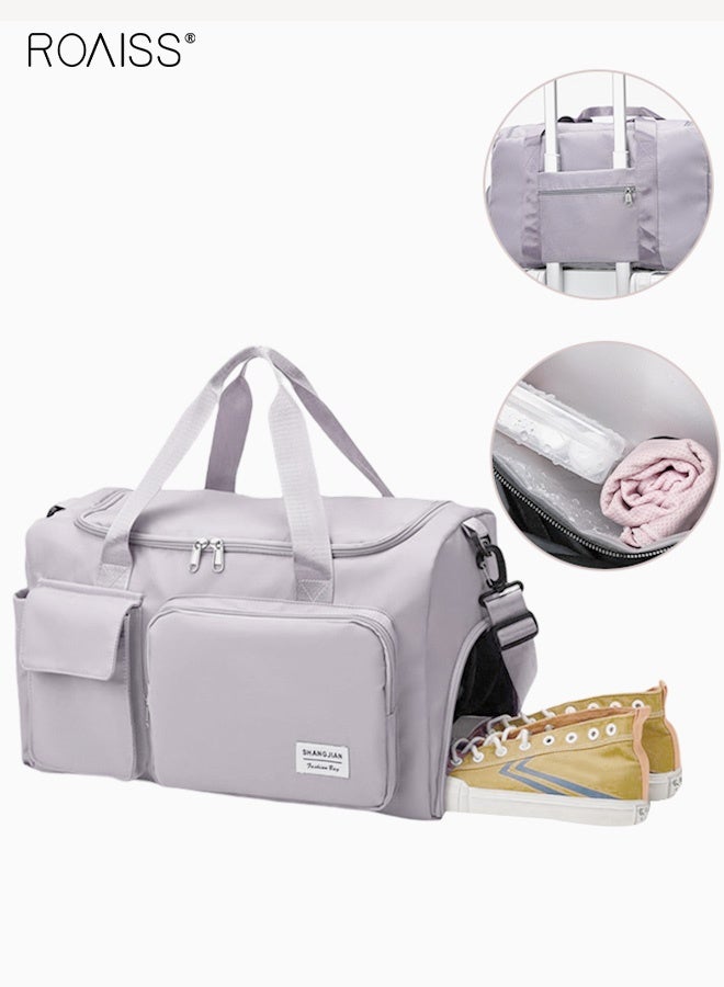 roaiss Duffle Bag for Women Sports with Wet Pocket Shoe Compartment Yoga Bag Thicken Sports Tote Gym Bag with Adjustable Strap Purple for Short Business Trips and Travel Dry and Wet Separation Multi-purpose Multi-pockets - Image 1