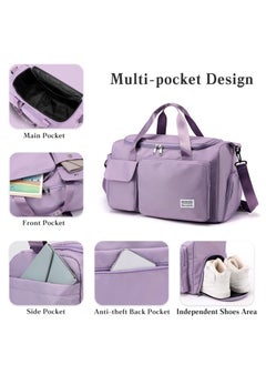 roaiss Duffle Bag for Women Sports with Wet Pocket Shoe Compartment Overnight Weekender Travel Bag Thicken Sports Tote Gym Bag Workout Carry on Bag with Adjustable Strap Purple  - Image 2