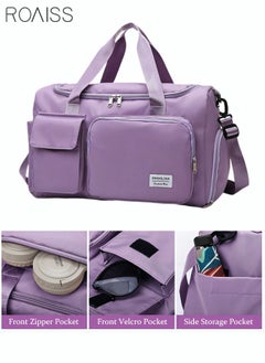 roaiss Duffle Bag for Women Sports with Wet Pocket Shoe Compartment Overnight Weekender Travel Bag Thicken Sports Tote Gym Bag Workout Carry on Bag with Adjustable Strap Purple  - Image 5