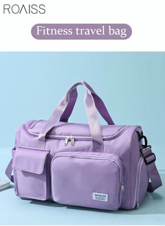 roaiss Duffle Bag for Women Sports with Wet Pocket Shoe Compartment Overnight Weekender Travel Bag Thicken Sports Tote Gym Bag Workout Carry on Bag with Adjustable Strap Purple  - Image 4