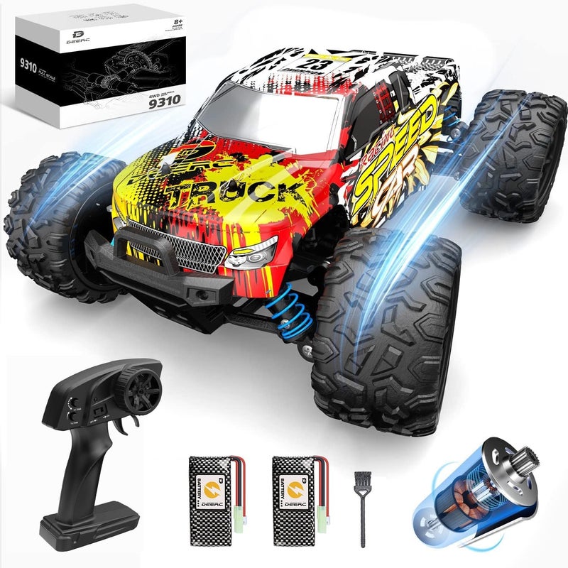 DEERC RC Cars High Speed Remote Control Car for Adults Kids 30MPH 116 Scales 4WD Off Road RC Monster TruckFast 24GHz All Terrains Toy Trucks Gifts for Boys2 Batteries for 40Min Play