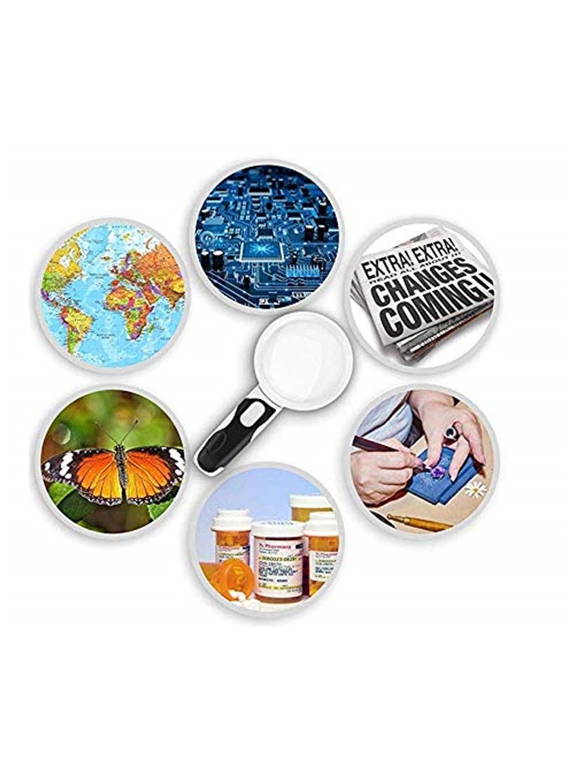 LED Magnifier 10X 5X Illuminated 2 Lens Set Handheld Magnifying Glass with Lights Gift for Parents - Image 4