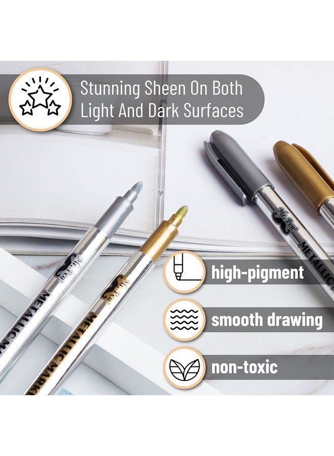 Mr. Pen - Metallic Paint Markers, 6 Pack, Silver And Gold, Silver Paint Marker, Gold Ink Pen, Silver Pen, Silver Markers Permanent Metallic, Silver Ink Pen, Gold Metallic Marker, Gold Marker, Gold Pen  - Image 3