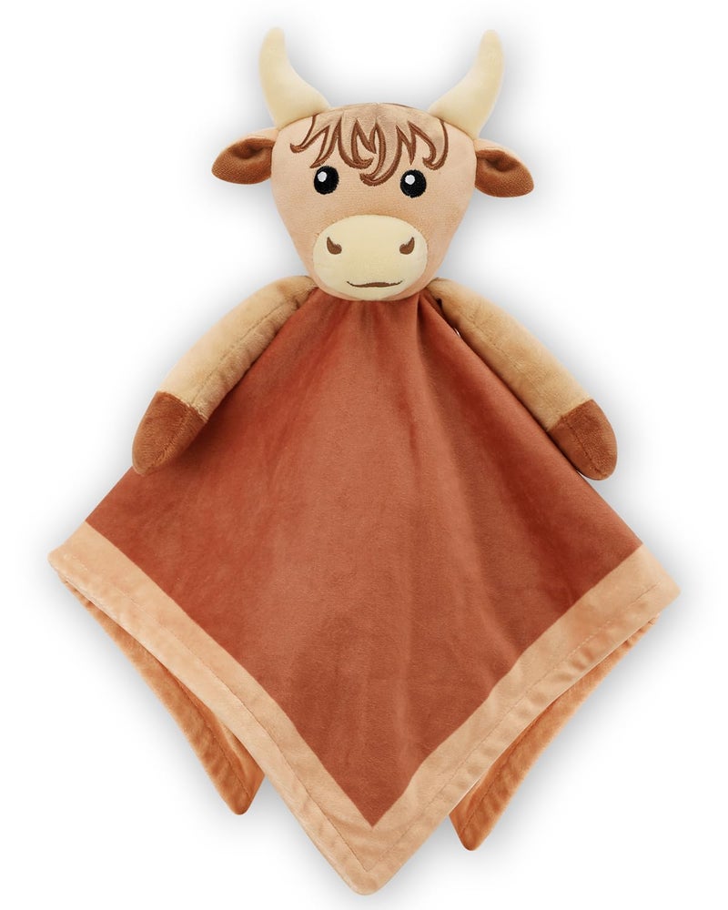 Highland Cow Baby Girl Security BlanketFloral Highland Cow LoveyBaby Nursery StuffGfit for Newborn Girl Baby Shower