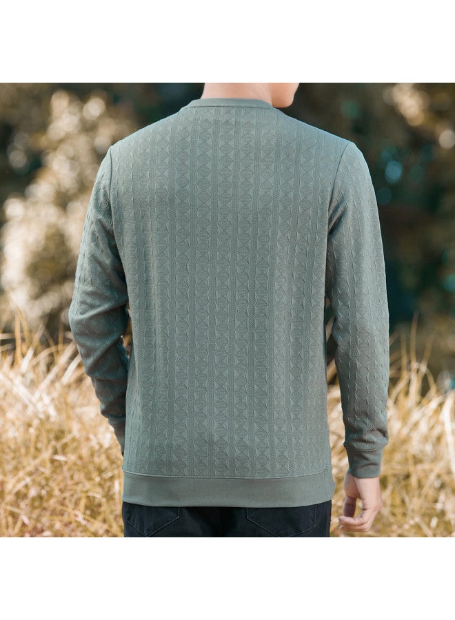 Fapai Solid Color Men's Hoodie Men's Casual Comfortable Versatile Round Neck Long Sleeve Hoodie T-shirt Men - Image 3