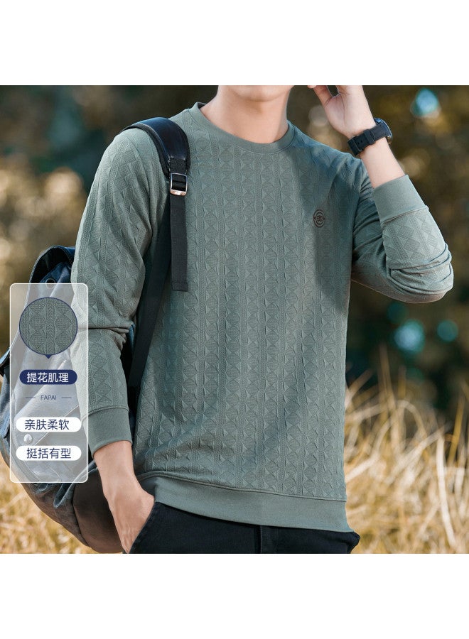 Fapai Solid Color Men's Hoodie Men's Casual Comfortable Versatile Round Neck Long Sleeve Hoodie T-shirt Men - Image 2