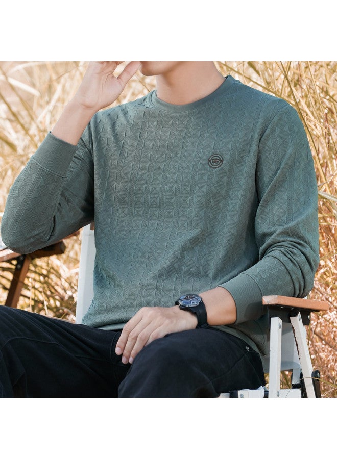 Fapai Solid Color Men's Hoodie Men's Casual Comfortable Versatile Round Neck Long Sleeve Hoodie T-shirt Men - Image 5