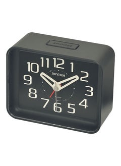 Rhythm Rectangular Shaped Quartz Analog Alarm Clock Black and White 7 x 8.6 x 3.7 cm 