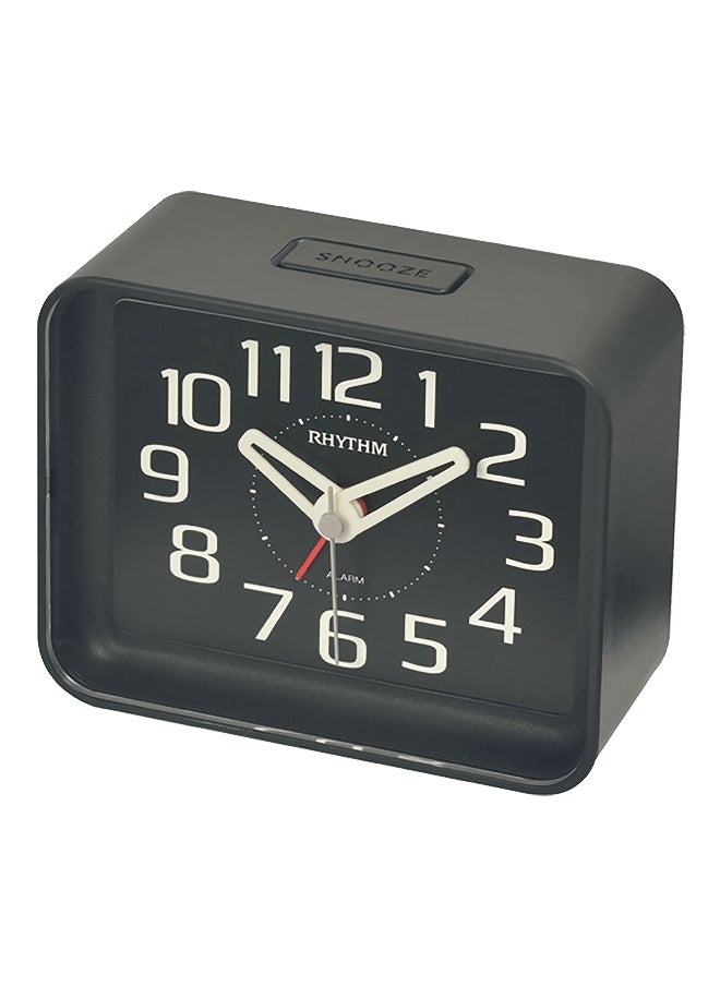 Rhythm - Rectangular Shaped Quartz Analog Alarm Clock Black and White 7 x 8.6 x 3.7 cm - Image 1