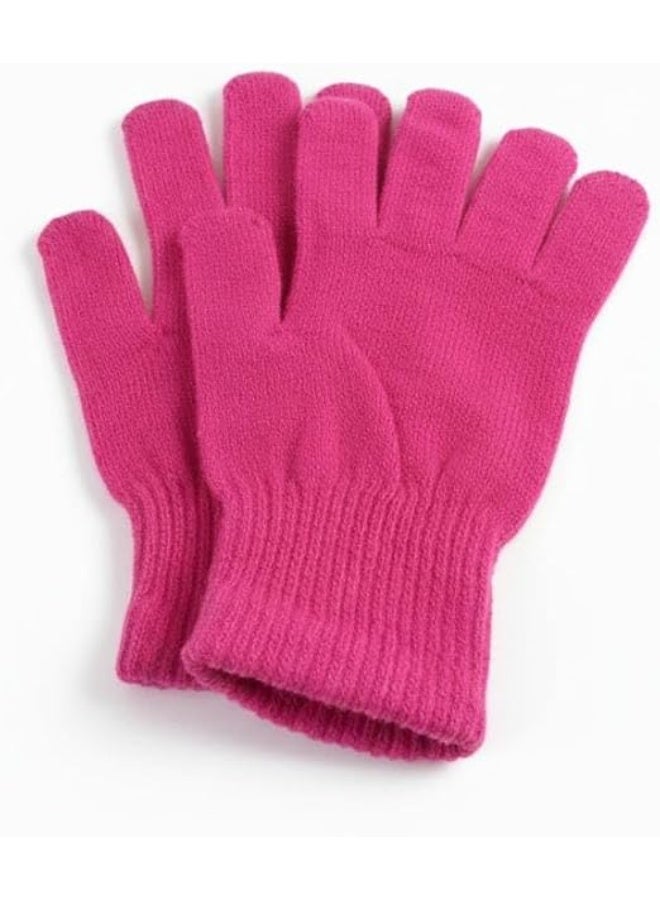 Spaceshoop Soft Knit Winter Gloves Warm Full Finger Mittens with Elastic Ribbed Cuffs One Size Fits Most Pink - Image 1