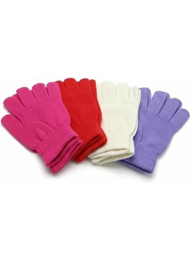 Spaceshoop Soft Knit Winter Gloves Warm Full Finger Mittens with Elastic Ribbed Cuffs One Size Fits Most Pink - Image 3