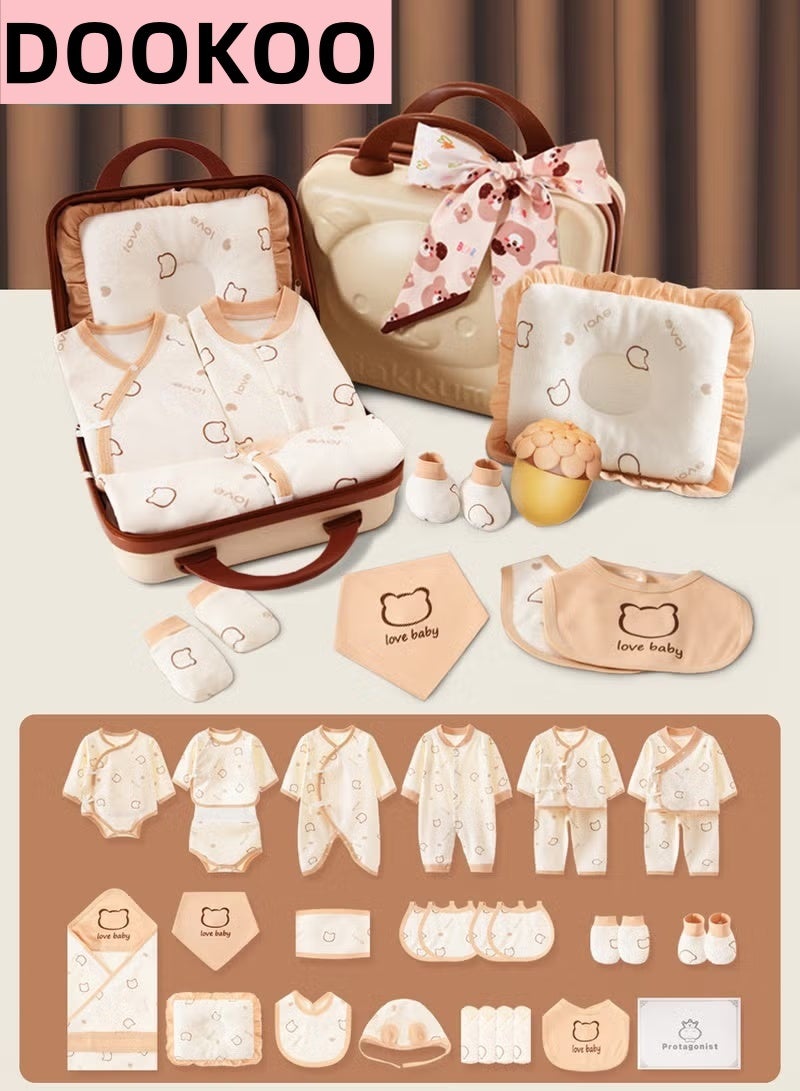 DOOKOO 30PCS Newborn Baby Gifts Set, Newborn Layette Gift Set, Baby Clothes Accessories Set for Boys and Girls, Premium Cotton, Perfect Gift Box with Beautifully Suitcase for Spring Summer Autumn Winter - Image 1