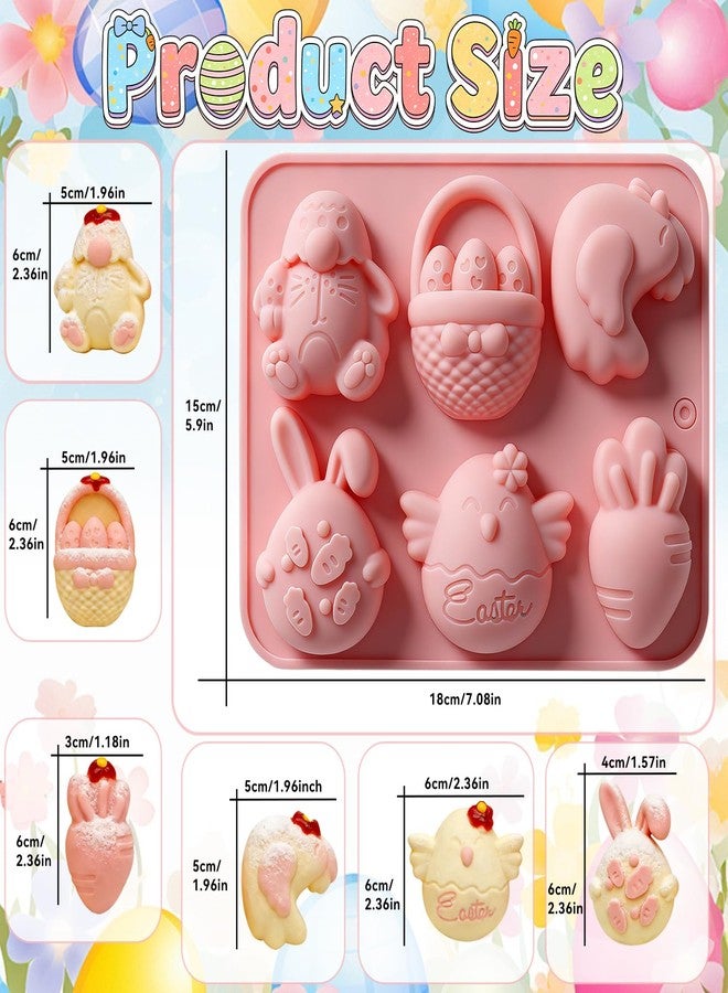 ANSEE 3Pack Easter Silicone Molds, 3D Bunny Carrot Egg Shapes Easter Chocolate Molds for Candy, Soap, Jelly, Ice Cube Cake Decoration - Image 4