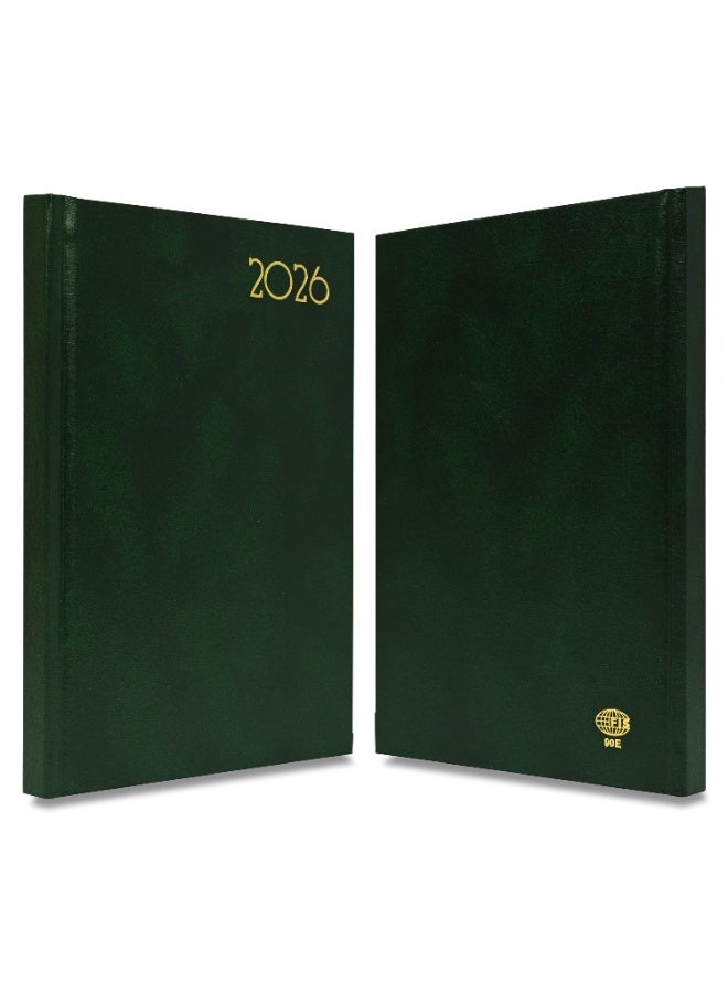 FIS 2026 Diary, A5 Size Diary(148x210mm), Hard Cover Vinyl Materials, Saturday & Sunday Combined, English, 60gsm White Paper, Green Color-FSDI90E26GR - Image 2