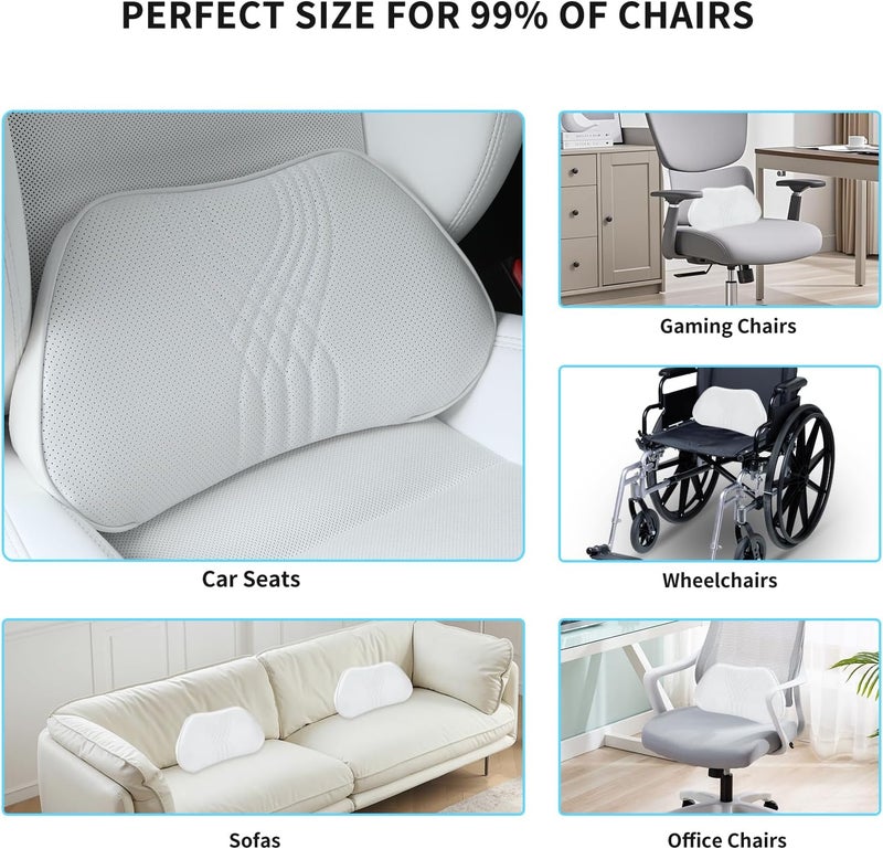 Dapucarin Lumbar Support Pillow for Car Seat and Office Chair - White Memory Foam Cushion for Back Pain Relief - Image 5