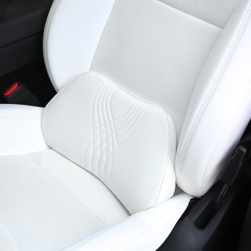 Dapucarin Lumbar Support Pillow for Car Seat and Office Chair - White Memory Foam Cushion for Back Pain Relief - Image 3