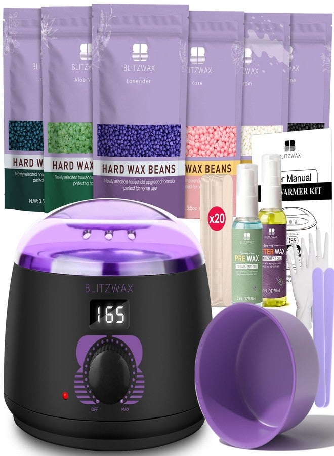 بليتزواكس مجموعة BLITZWAX لإزالة الشعر البرازيلي ومنطقة البكيني للنساء، جهاز تسخين الشمع الصلب للوجه والساقين والجسم، مجموعة إزالة الشعر المنزلية، سهلة الاستخدام للمبتدئين، تسخين سريع، 51 ملحقًا، 6 أنواع من تركيبة حبيبات الشمع - Image 1